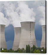 France, Rhone, Smoking Cooling Towers Of Power Plant Acrylic Print