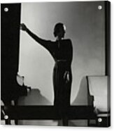 Frances Douelon Posing Beside A Piano Acrylic Print