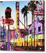 Fremont Street Neon Signs - Digital Colored Pencil Acrylic Print