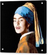 Frida Kahlo Johannes Vermeer Girl With A Pearl Earring Acrylic Print