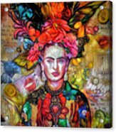 Frida Kahlo Abstract Portrait Acrylic Print
