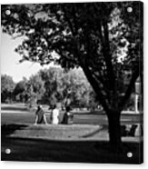 Friends At The Park - Black And White Acrylic Print