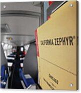 From Chicago To San Francisco -- Timetable In The Lounge Car On The Amtrak California Zephyr Acrylic Print