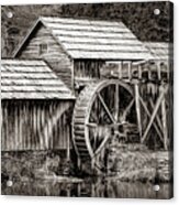 Frozen Mabry Mill Sepia Panorama - Virginia Blue Ridge Parkway Acrylic Print