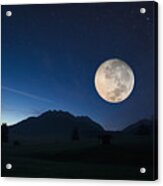Full Moon, Karwendel, Bavaria, Germany Acrylic Print