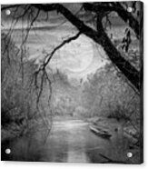 Full Moon Reflections Black And White Acrylic Print
