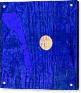 Daytime Full Moon Wood And Paint Acrylic Print