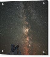 Galactic Elevator -  Summer Milky Way Core With Grain Elevator Acrylic Print