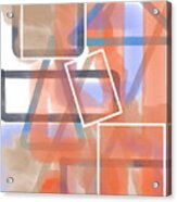 Geometric Abstract In Orange And Periwinkle Acrylic Print