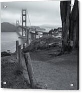 Golden Gate On Summer Morning Bw Acrylic Print