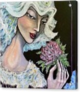 Girl Holding Flower 1 Acrylic Print