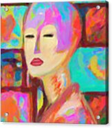 Girl With Colorful Hair Acrylic Print