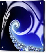 Glossy Fractal Art Blue And Black Spiral Acrylic Print