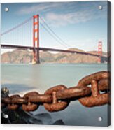 Golden Gate Brisge And Chain Fence Acrylic Print