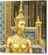 Golden Statue Outside Ornate Temple, Bangkok, Thailand Acrylic Print