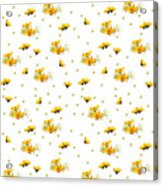 Golden Yellow And White Asters Digital Oil Paint Pattern Acrylic Print