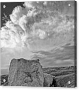 Granite Boulder Against A Storm Cell - Summit Trail Enchanted Rock State Natural Area - Texas Acrylic Print