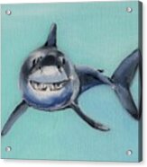 Great White Shark Underwater Painting Series Acrylic Print