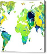 Green World Map 29 - Sharon Cummings Acrylic Print