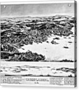 Greens Landing Stonington Maine Vintage Map Birds Eye View 1893 Black And White Acrylic Print