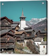 Grimentz, Mountain Village In The Swiss Alps Acrylic Print