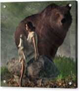Grizzly Bear And Girl In A Nightgown Acrylic Print