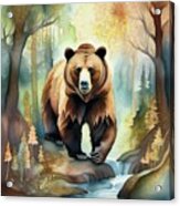 Grizzly Bear In The Forest - 02153 Acrylic Print