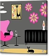 Groovy Pink Yellow And Gray Room Acrylic Print
