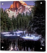 Half Dome Winteer Reflection Yosemite National Park Acrylic Print