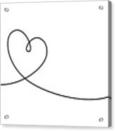 Hand Drawn Doodle Heart. Stroke Is Editable So You Can Make It Thiner Or Thicker. Continuous Seamless Line Art Drawing. Acrylic Print