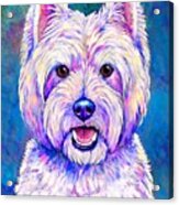 Happiness - Neon Colorful West Highland White Terrier Dog Acrylic Print