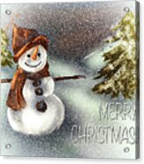 Happy Snowman Merry Christmas Acrylic Print