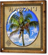 Hawaiian Palm Tree Sphere Image With Hawaiian Style Border Acrylic Print