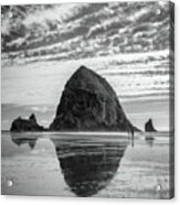 Haystack Rock Black And White Acrylic Print