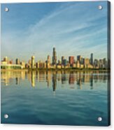 Hazy Golden Chicago Skyline Acrylic Print