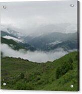 Heavy clouds over Abudelauri Valley, Caucasus Mountains, Georgia Acrylic Print