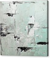 He's Watching Abstract Painting In Mint Green Taupe Black White Acrylic Print