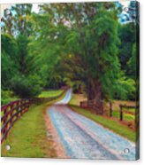 Hidden Valley Country Road Watercolor Painting Acrylic Print