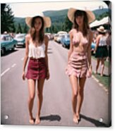 Hippies Walking On The Road Acrylic Print