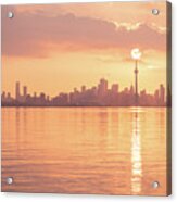 Holding Up The Sun - Perfectly Timed Rose Gold Sunrise Over Toronto Acrylic Print