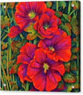 Hollyhocks - 3d Acrylic Print