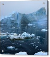 Icebergs Floating In The Sea On A Foggy And Cloudy Day Acrylic Print