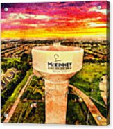 Iconic Water Tower In Western Mckinney, Texas, At Sunset Acrylic Print
