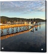 Pier Reflection At Sunrise Acrylic Print