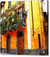 Italian Streets In Yellow In Iseo Italy Acrylic Print