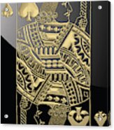 Jack Of Spades In Gold Over Black Acrylic Print