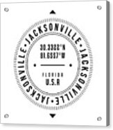 Jacksonville, Florida, Usa - 1 - City Coordinates Typography Print - Classic, Minimal Acrylic Print