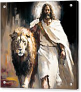 Jesus With A Lion Acrylic Print