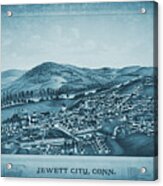 Jewett City Connecticut Vintage Map Birds Eye View 1889 Blue Acrylic Print