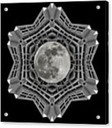 Kaleidoscope View Of Helen C White Hall With Full Moon  At Uw Madison Campus Acrylic Print